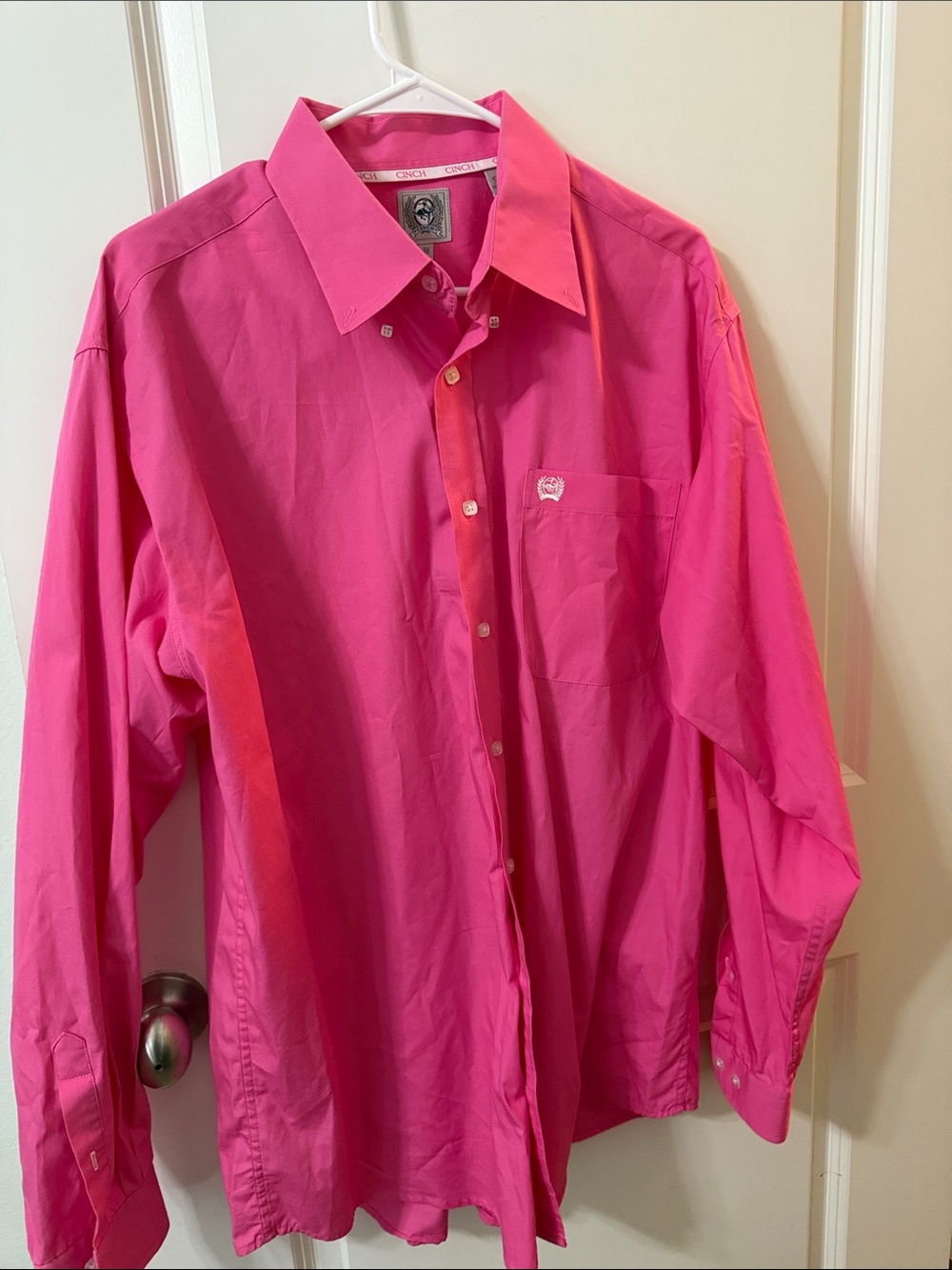 Cinch Men’s Long-Sleeve Button-Up Shirt - Bright Pink